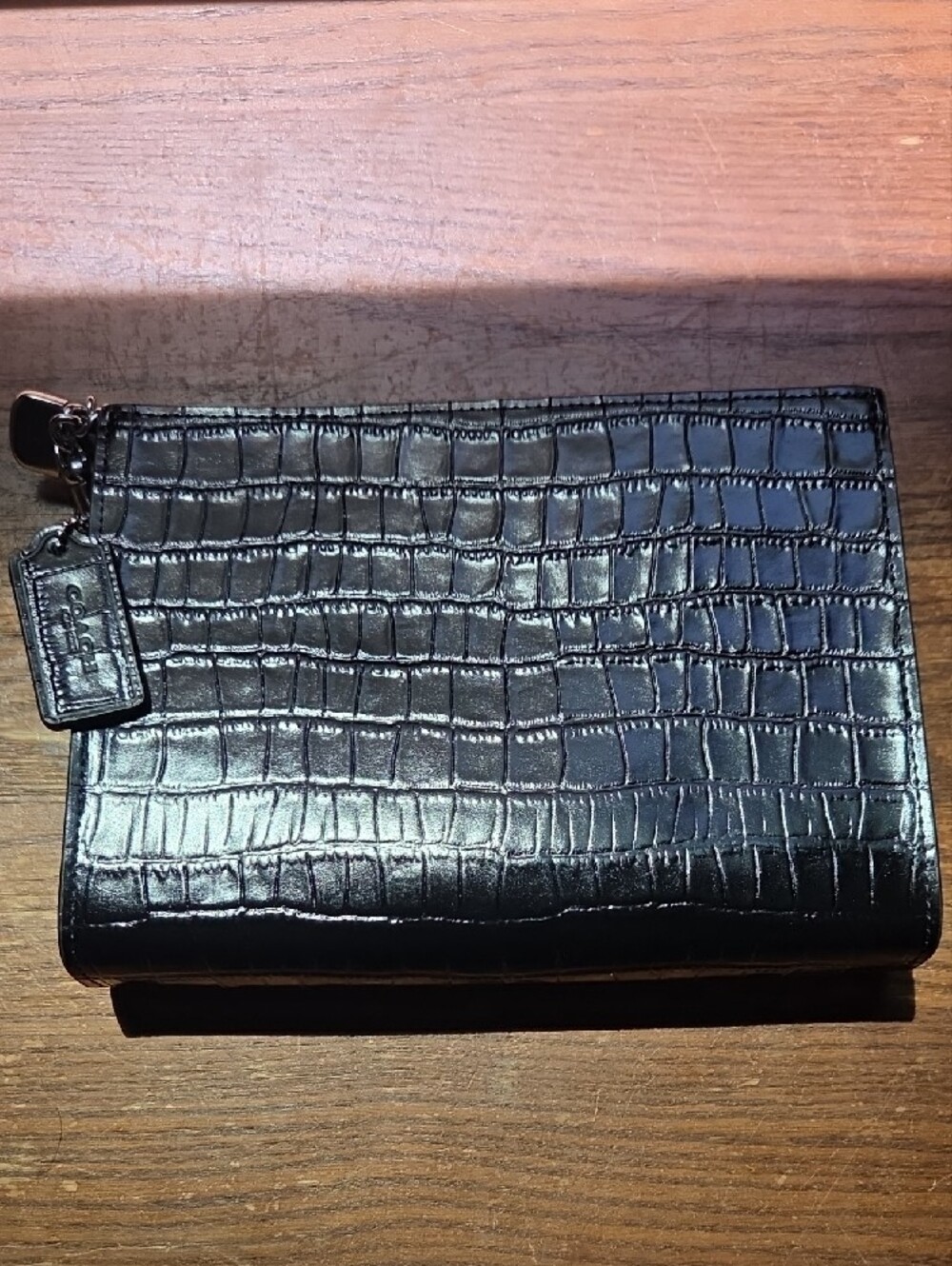 Coach Black Croc-Embossed Leather Slim Crossbody - Picture 2 of 3